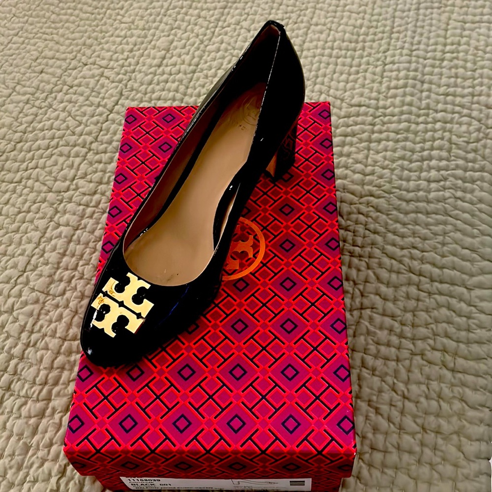 Tory Burch black patent leather heels/ size 7/ gently worn/ $295 down to $115